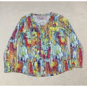 Reel Legends Fishing Top Womens XL Freeline Performance Abstract Print